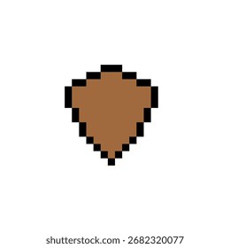 Pixel Art Icono de escudo marrón. Icono de Web