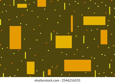 Pixel arte de fundo abstrato marrom e amarelo. Fundo geométrico com quadrado pequeno e grande. Mínimo, brilhante, visual, cremoso neutro, quente, clássico e vintage conceitos para textura e cartaz.