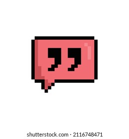 pixel art  bubble chat with quote marks  vector  icon pixel element for 8 bit game