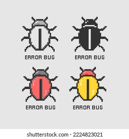 Pixel art bug icon isolated on grey background.