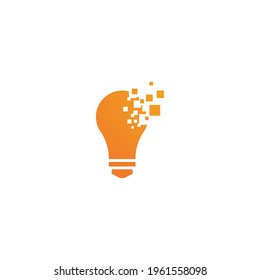 Pixel art Bulb technology ilustration logo vector design