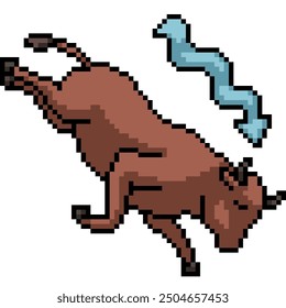 pixel art of bull fell down isolated background