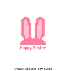 pixel art bunny ears logo. concept of seasonal festive decoration, abstract header label, wearing character, love symbol. flat style trend modern logotype graphic design element on white background