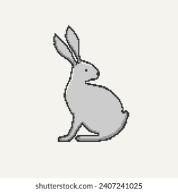 Pixel art bunny icon in trendy 8-bit style. Vector illustration