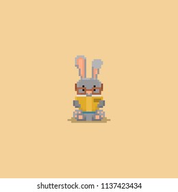 Pixel art bunny reader character