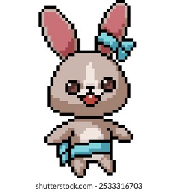 pixel art of bunny stuffed animal isolated background