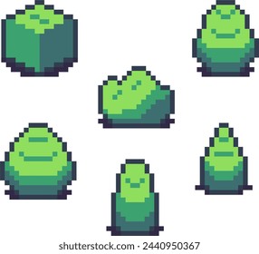 Pixel Art Bush Pack Color 2 16x16 Vector