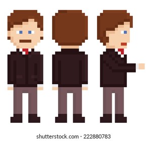 Pixel Art Businessman Sprite Staying Back Stock Vector (Royalty Free ...