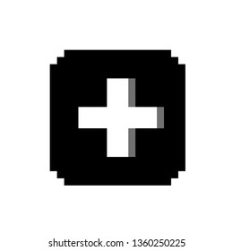 Pixel Art Button Add Up White And Black