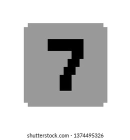 Pixel art button calculator 7 gray and black
