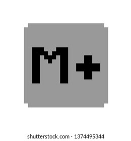 Pixel art button calculator memory gray and black