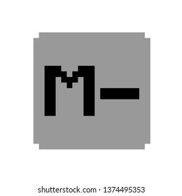 Pixel art button calculator memory gray and black