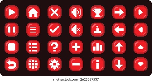 Botões de arte de pixel para jogos pixel perfect