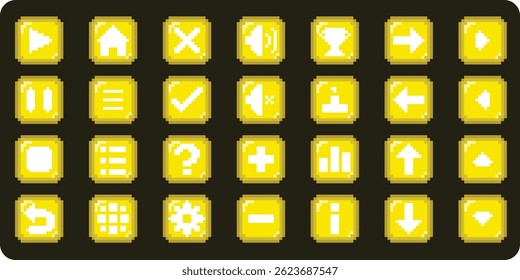 Pixel art buttons for games pixel perfect