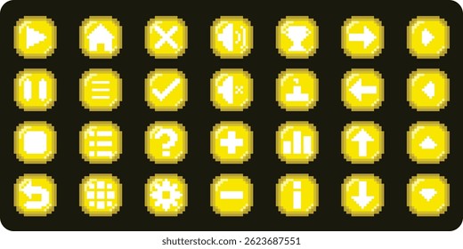 Botões de arte de pixel para jogos pixel perfect