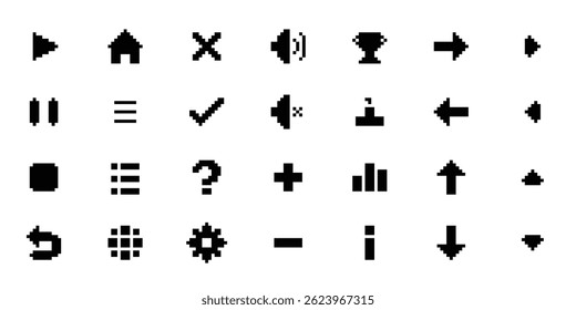 Pixel Botones de arte para juegos pixel perfect