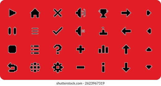 Pixel Botones de arte para juegos pixel perfect