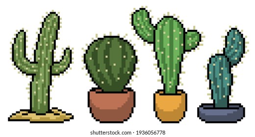 arte de píxeles de conjunto de decoración de cactus