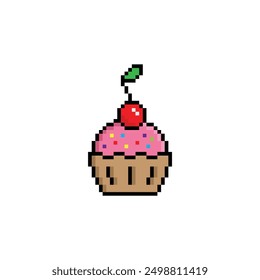 pixel art  cake vector game 8 bit icon vector game cupcake logo