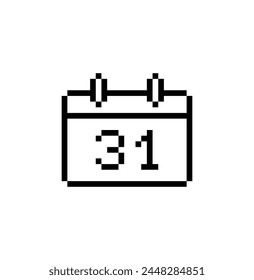 Pixel art calendar 31 date december  icon vector 8 bit company logo template