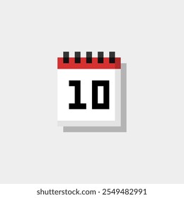 Pixel art calendar with date 10. Day 10. Holiday day 10 vector icon for 8bit game on white background 