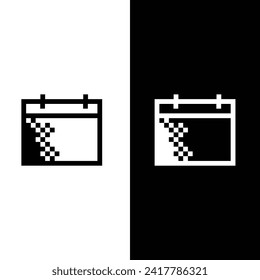 Icono de calendario de arte de píxeles vector 8 bits plantilla de logotipo de la compañía  