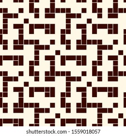 Pixel art camouflage seamless pattern. Maze, labyrinth motif. Squares mosaic abstract background. Contemporary geometric creative ornament. Vector simple modern digital paper, textile print