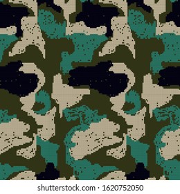 pixel art camouflage seamless pattern   