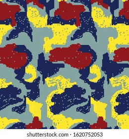 pixel art camouflage seamless pattern   