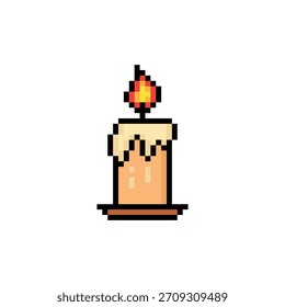 Icono de Vector de 8 bits de la vela del arte del píxel para el logotipo del juego de ordenador