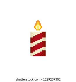 Pixel art candle vector icon. Sign for web, mobile design and 8 bit games.
Vector illustration. Christmas, winter, holiday symbol.