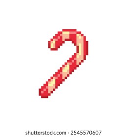 Pixel art candy cane.
Pixel design embroidery Isolated on a white background