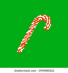 Pixelkunstkerzenrohr einzeln auf dem Hintergrund. Weihnachten traditionelle Süßigkeiten.