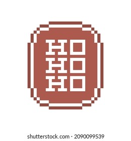 Pixel art candy cane with ribbon bow, gingerbread cookie decorated with white sugar icing, 8 bit food icon isolated on white background. Frosted biscuit. Christmas dessert. Winter holiday pastry.