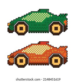 Pixel art car on white background. vector illustration.