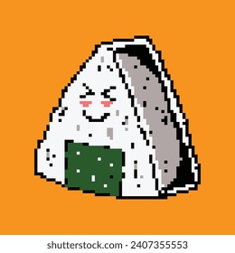 pixel art cartoon character onigiri  illustration