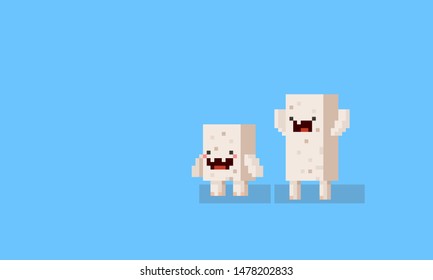 Pixel art cartoon cube monster characters.8bit.