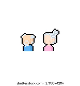 Pixel art cartoon elderly icon design.