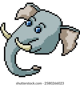 pixel art of cartoon elephant head isolated background