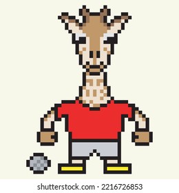 pixel art cartoon illustration football player giraffe character