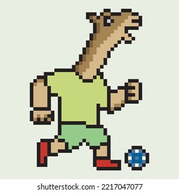 pixel art cartoon illustration football player camel character