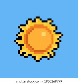 Pixel art cartoon papercut art sun icon.