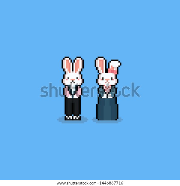 Pixel Art Cartoon Rabbit Character Hanbok: Vector có sẵn (miễn phí bản ...
