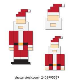 pixel art cartoon santa claus character vector design