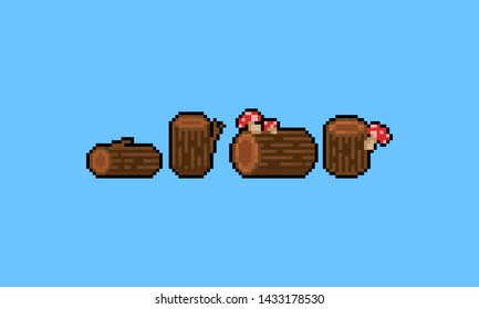 Pixel art cartoon timber set.8bit.