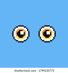 Pixel art cartoon yellow eyes icon design.