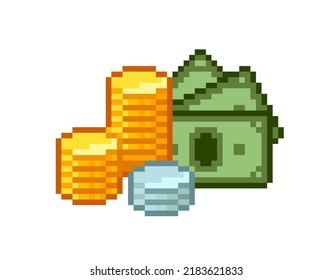 Pixel Art Cash Money Stack Coins Stock Vector (Royalty Free) 2183621833 ...