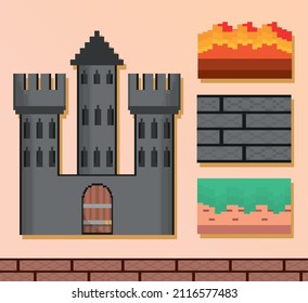 Pixel Art Castle And Scenes Icons