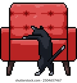 pixel art of cat climb sofa isolated background