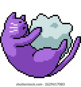 pixel art of cat cuddle cotton pillow isolated background